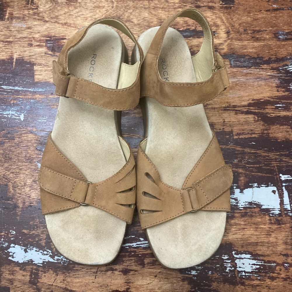 EUC Rockport Suede Open Toe Sandals Women’s Size 7 - Picture 3 of 7